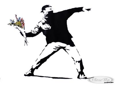 Banksy Poster Graffiti Throwing Flowers