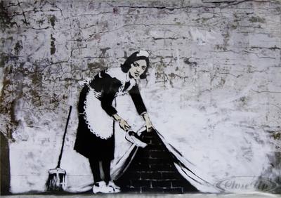Banksy Poster Graffiti Sweeping Under Wall
