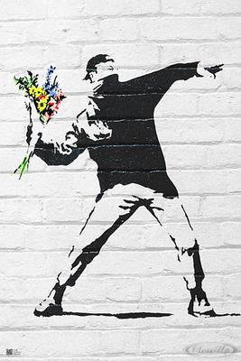 Banksy Poster Throwing Flowers