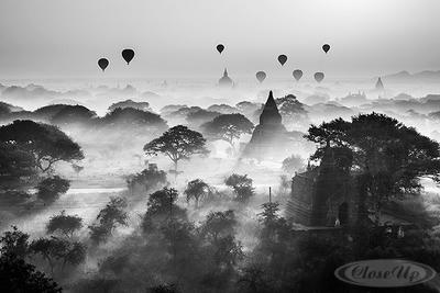 Balloons Over Bagan Poster