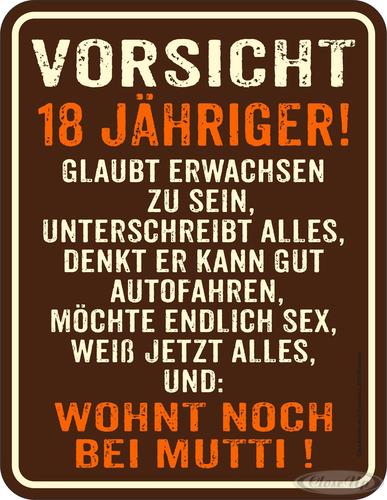 18. Geburtstag Vorsicht 18 Jähriger! Blechschild 18. Geburtstag Vorsicht 18 Jähriger! Blechschild