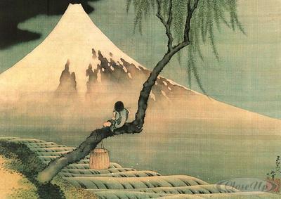 Hokusai Kunstdruck Boy on Mount Fuji