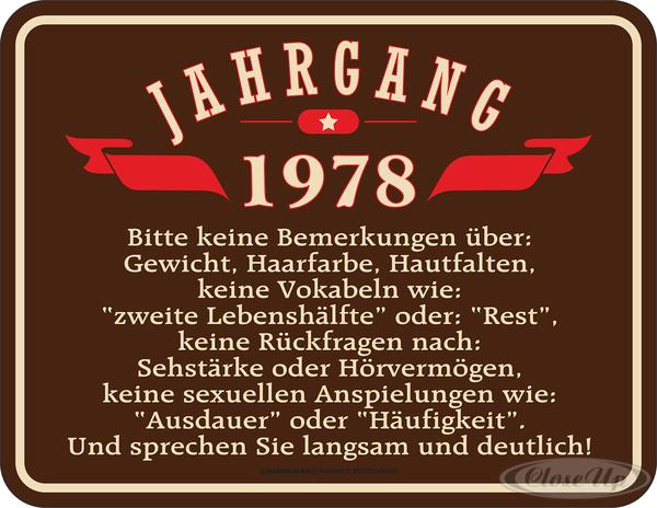 Jahrgang 1978 Blechschild Jahrgang 1978 Blechschild