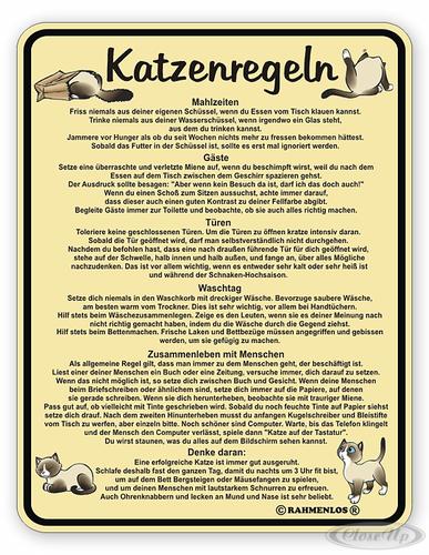 Katzenregeln Blechschild Katzenregeln Blechschild