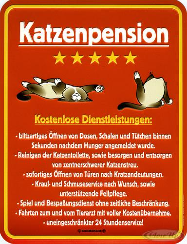 Katzenpension Blechschild Katzenpension Blechschild