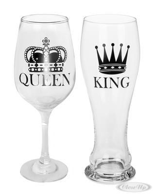 King Bierglas Queen Weinglas 2er Set