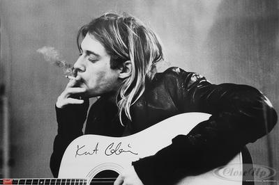 Nirvana Poster Kurt Cobain Smoking & Guitar