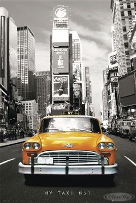 New York Taxi Poster Yellow Cab, sepia