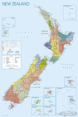 Neuseeland Landkarte Poster