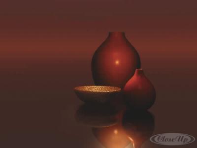 Red Vases with Bowl Poster