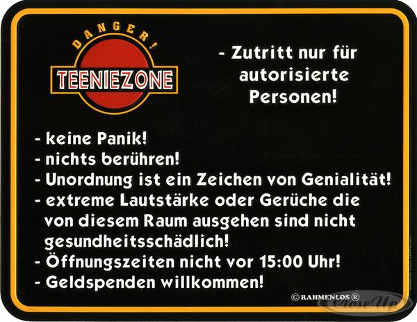 Teeniezone Blechschild Teeniezone Blechschild