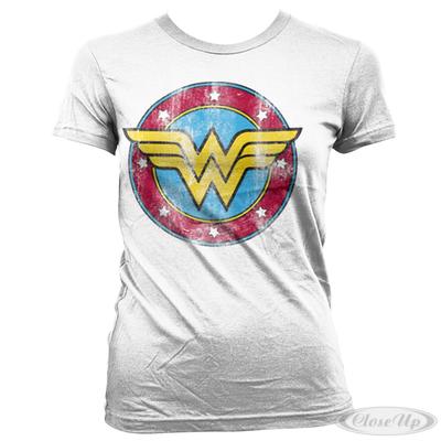 Wonder Woman Girlie Shirt Distressed Logo
