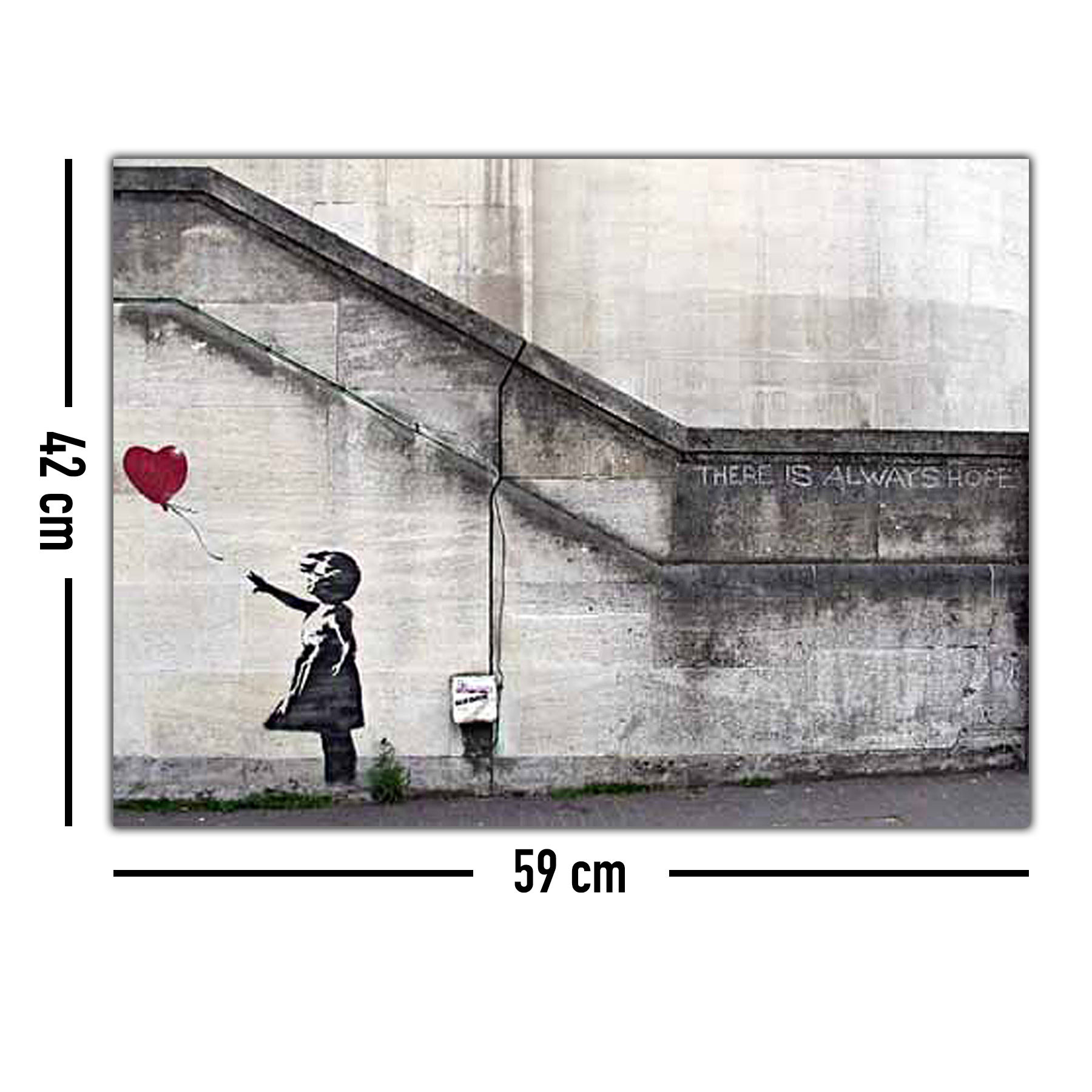 Banksy Poster Hope Girl With Red Balloon Kunstdruck Herz Mädchen Ballon 59x42 cm 