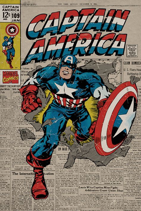 Leinwand Bilder Captain America The First Avenger Marvel  Comics Wandbild 1454A