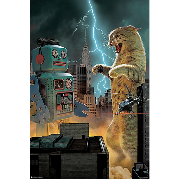 Catzilla VS Robot Poster