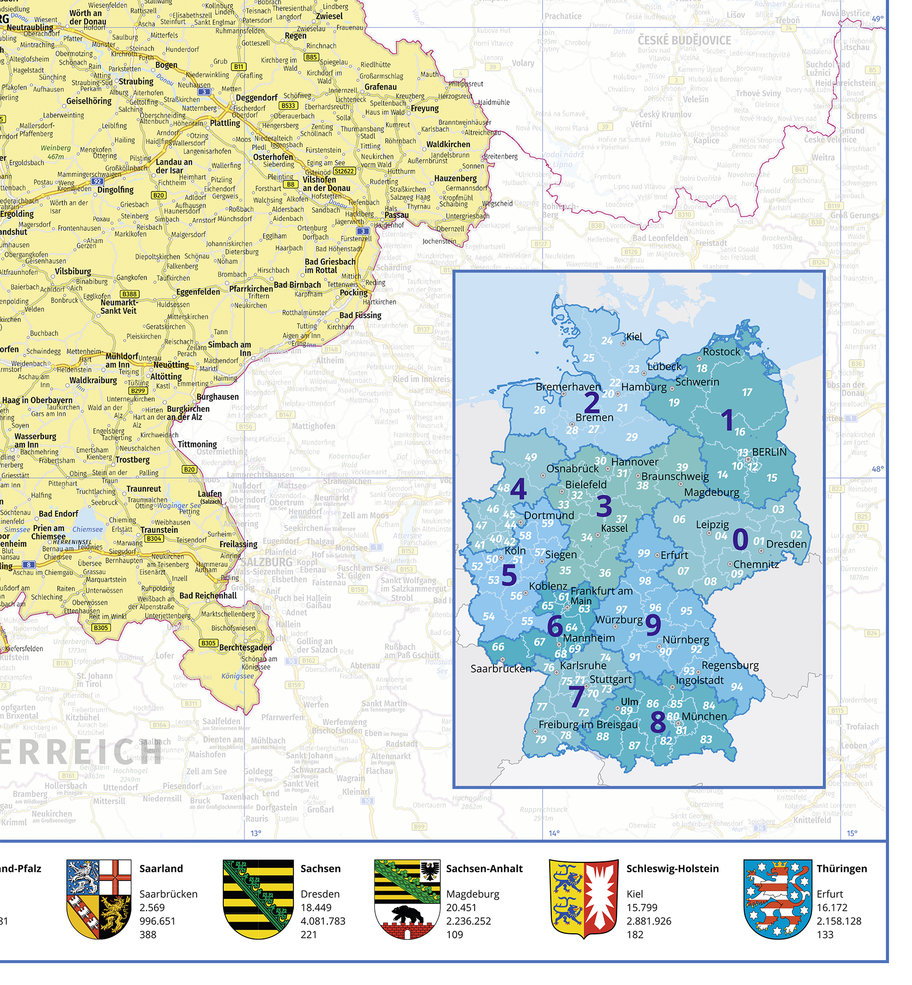 Stifteset Landkarte Poster XXL B1 topografische Deutschlandkarte abwischbar 