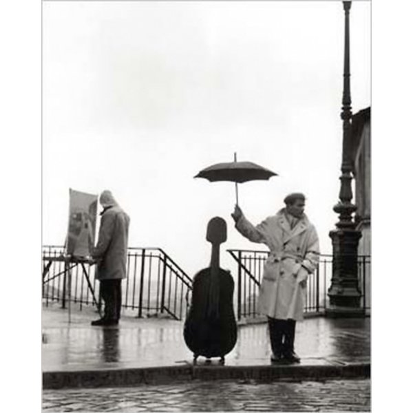 Ein Musiker im Regen