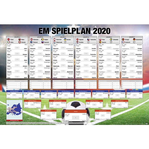 EM Spielplan 2020 Fußball Europameisterschaft deutsch ...
