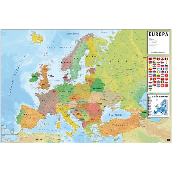 Europakarte Poster Flaggen mit