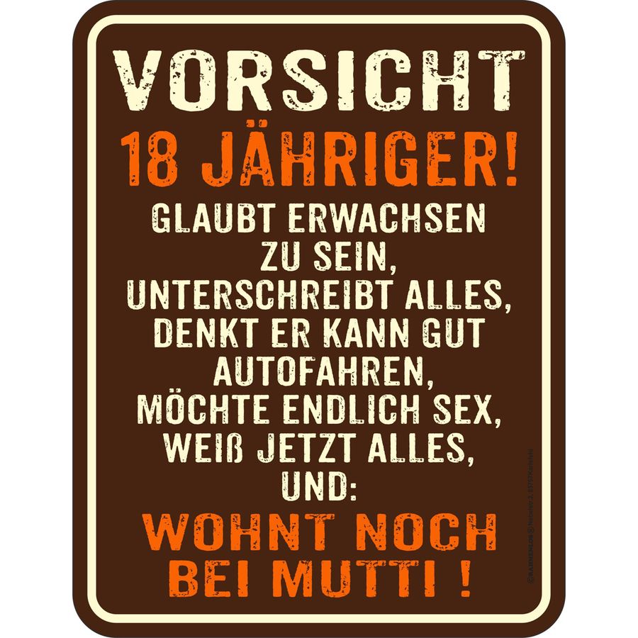 18 Geburtstag Vorsicht 18 Jahriger Blechschild 22x17cm Gross