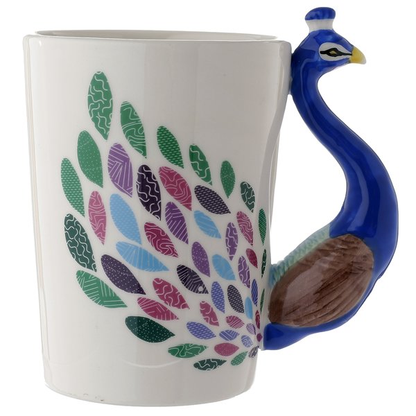 Pfau Tasse mit 3-D Henkel