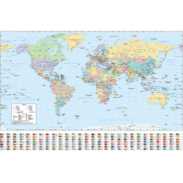 Weltkarte mit Flaggen Poster