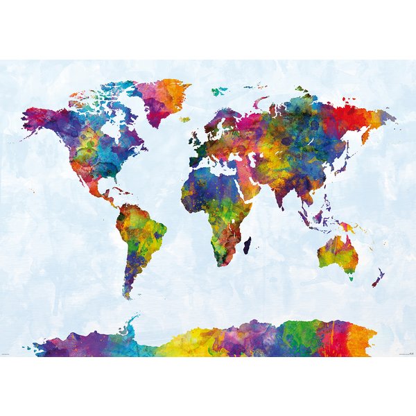 Watercolor World Map Poster