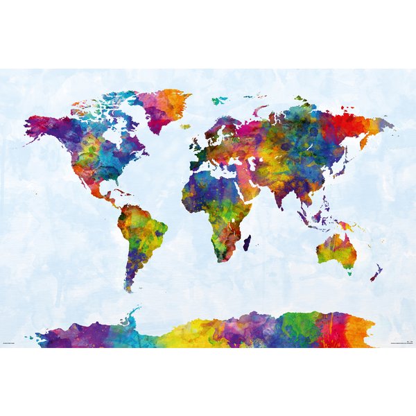 Watercolor World Map Poster