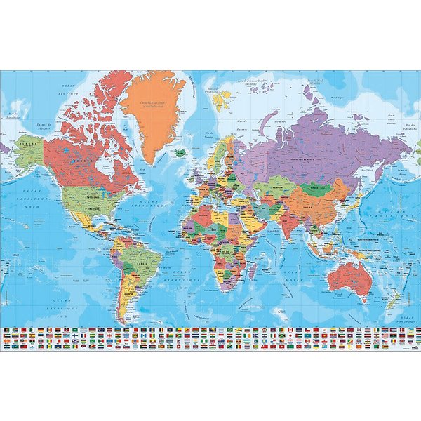 Weltkarte Poster mit Flaggen